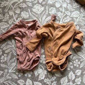 H&M Long-Sleeve Baby Bodysuit Duo in Dusty Pink and Mustard